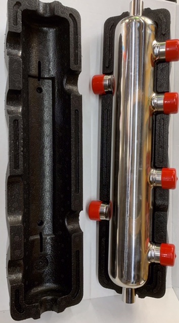 BRH hidraulikus váltó, rozsdamentes, D76x430mm, 6x1", 2x1/2", 4m3/h, 70kW