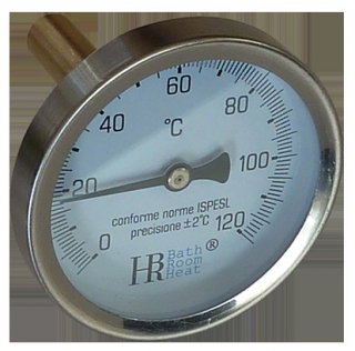 BRH hőmérő ø100mm fémházas, 1/2", 100 mm-es merülőhüvellyel, 0-120 °C