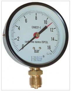 BRH ipari nyomásmérő, ipari-műanyagházas, ø80mm, 0-10bar, 1/2" alső csatl.
