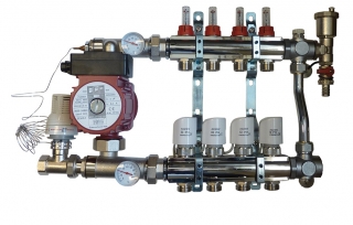 BRH osztó-gyűjtő PF modullal, by-pass, osztóvég, termomotor, 9 kör